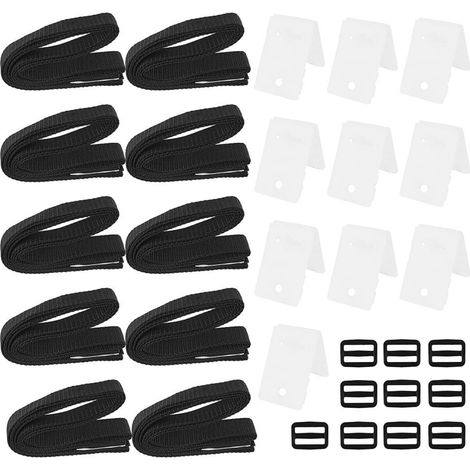 Lot de 10 sangles de fixation pour bâche de piscine solaire - Clips de fixation réglables en nylon - 15,5 m - Accessoires de couverture sécurisés pour l'extérieur (1/5)