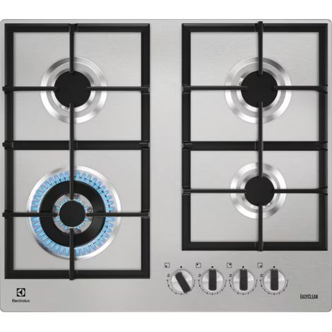 Electrolux KGU64361Z Piano cottura a gas Ultraflat 4 fuochi 1 bruciatore Wok multicorona Griglie in ghisa 60 cm Inox Antimpronta (1/5)