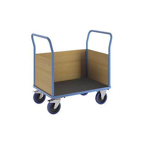 eurokraft pro  Carrello a pianale con sponde in legno  ruote