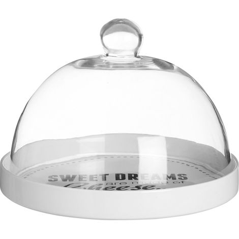 Interiors By Premier Stylish Cheese Board With Glass Dome, Durable Cheese Board For Efiicient Cooking, Convenient Stoneware Board