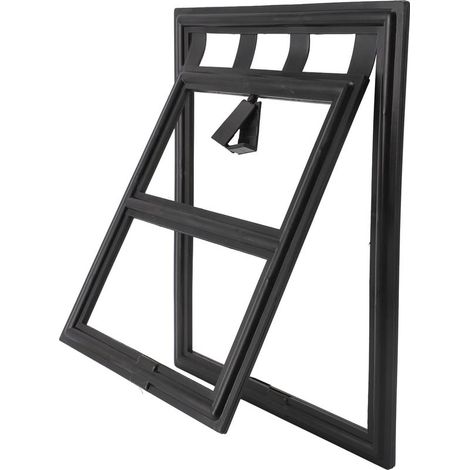 Porte-moustiquaire professionnelle pour animaux de compagnie en ABS résistant aux rayures, verrouillable, pour chiens et chats, adaptée aux portes et fenêtres, 29 x 24 x 1,5 cm (1/5)