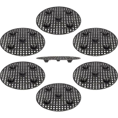 BelleRise - Lot de 6 supports élévateurs pour pots de fleurs, robustes, 30 cm / 12 pouces, ronds et noirs (1/5)