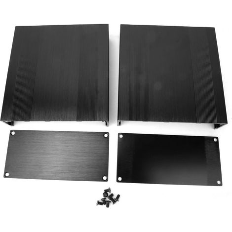 Lot de 2 Boîtiers Électroniques en Aluminium Refroidissement Type Split 68x145x150mm Noir Oxydé Brossé pour Amplificateur GPS 6063-T5 (1/4)
