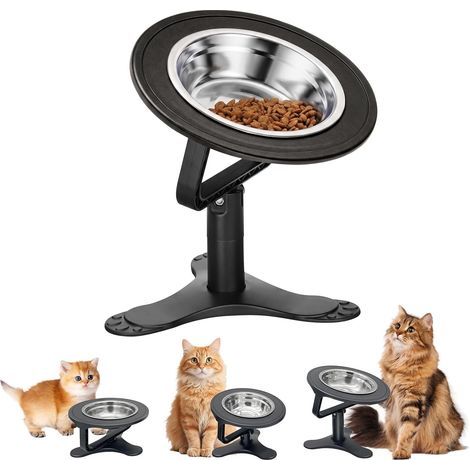 Support Gamelle Chat SuréLevée, 20.519.55cm Animaux de Compagnie Réglable Surélevé Bol Chat, Support Gamelle Chien Surelevee, Gamelles Surélevées de 3 Hauteurs Ajustables pour Chaton Petits Chiens (1/5)