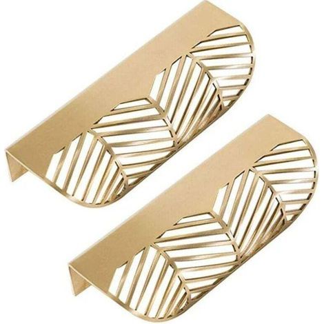Poignée de Tiroir en Laiton Feuille Décorative 2 Pièces pour Meuble Armoire Porte (1/5)