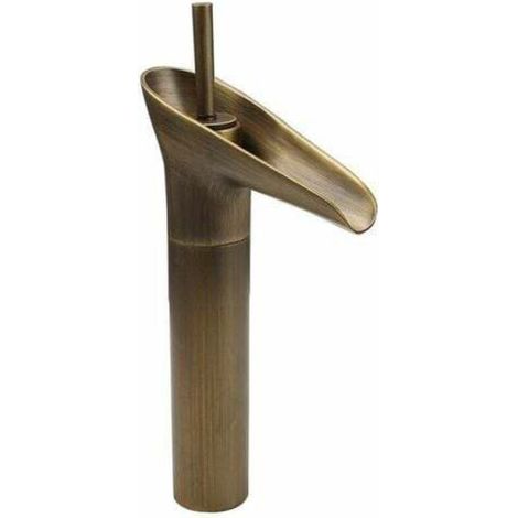 [JAMAIS UTILISÉ]Mitigeur de lavabo Robinet de verre de vin de robinet rétro en cuivre de bassin de comptoir de style européen bronze court (1/4)