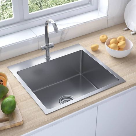 Évier de cuisine,Évier 1 Bac,Vasque pour cuisine fait main Acier inoxydable MEMV412825 (1/5)