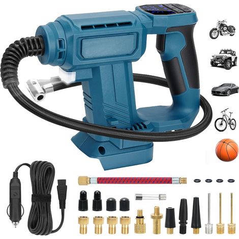 Compresseur à Air Portatif Compatible avec 18V Batterie, 150PSI Gonfleur Pneus Voiture Sans Fil avec Écran LCD, Pompe Électrique avec Lumière LED pour Vélo, Moto, Ballons (Outil Seul) (1/5)
