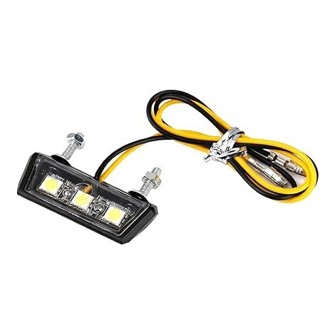 Éclairage Plaque Moto LED 12V Universel, Immatriculation, Lumière Arrière de avec 3 Mini, Feu Compact et Durable pour Motos Scooter Quad ATV Voiture, Faible (1/5)