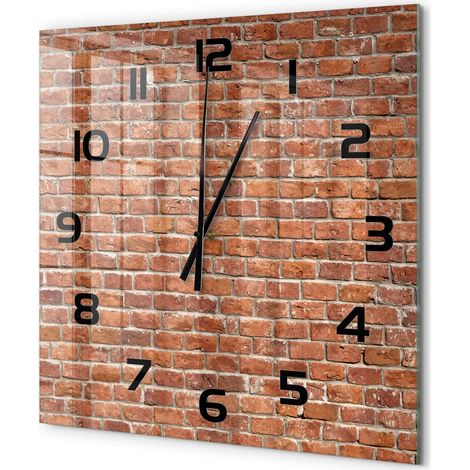 Grande Horloge Murale Carrée Silencieuse Verre Trempé Décoration Maison Moderne Mur de briques 60x60 cm (1/5)