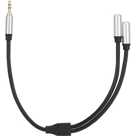 2 Câble audio stéréo en Y, 30 cm, connecteur plaqué or, cuivre nu, pour casque et enceinte (1/5)
