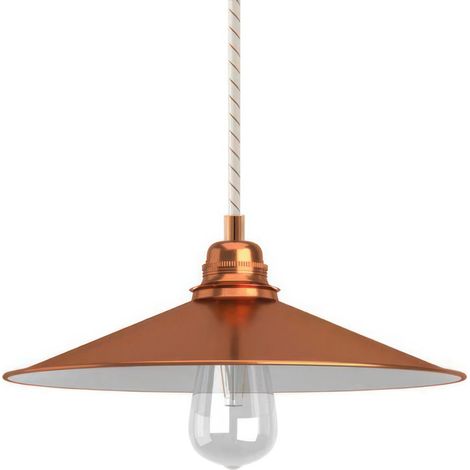 Lampada a sospensione Made in Italy completa di cavo tessile, paralume Swing e finiture in metallo  Senza lampadina - Rame - ERM43 - Matter ON/OFF