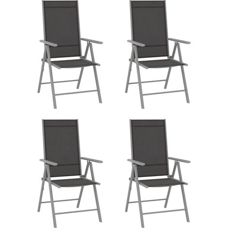 Ensemble Table et Chaise de Jardin Salon de jardin 5 pcs Aluminium Argenté et noir 32453 (1/5)