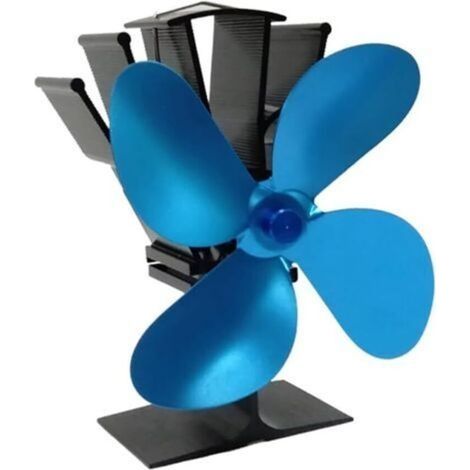 Ventilateur de poêle à bois Hot Blast à 4 pales, chauffage écoénergétique et respectueux de l'environnement (bleu) (1/5)