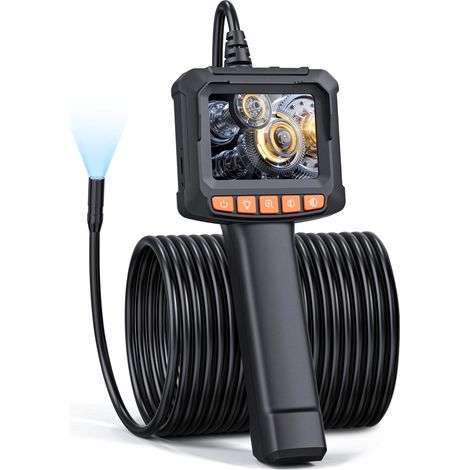 Cámara endoscópica de 10 m, endoscopio HD 1080P, cámara de inspección de tuberías IPS de 2,4 pulgadas con clasificación de impermeabilidad IP67, cable semirrígido de 10 m, 8 LED ajustables, gadgets pa (1/5)
