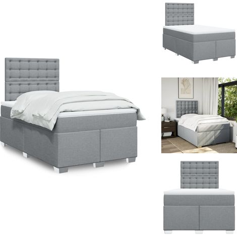 Sommier à lattes de lit avec matelas Gris clair 120x200cm Tissu - Sommier À Lattes De Lit - Sommiers À Lattes De Lit - Lit - Meuble De Chambre À Coucher (1/5)