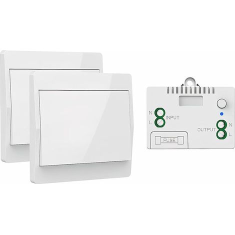 Mengshen Interrupteur sans fil avec alimentation propre sans fil ni WiFi Interrupteur d'éclairage avec télécommande imperméable Convient pour salles de bains, cuisines, couloirs et escaliers (1/5)
