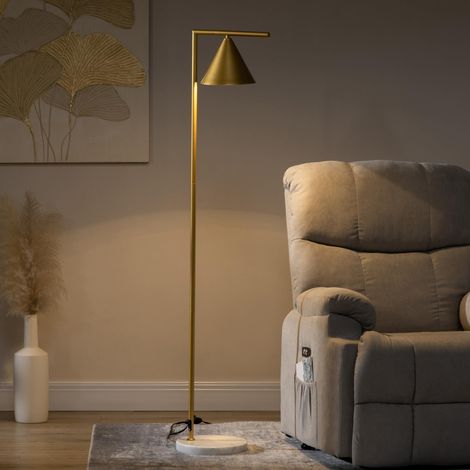 Lampadaire sur pied salon 40W Base Marbre 153 cm Doré et Blanc (1/5)