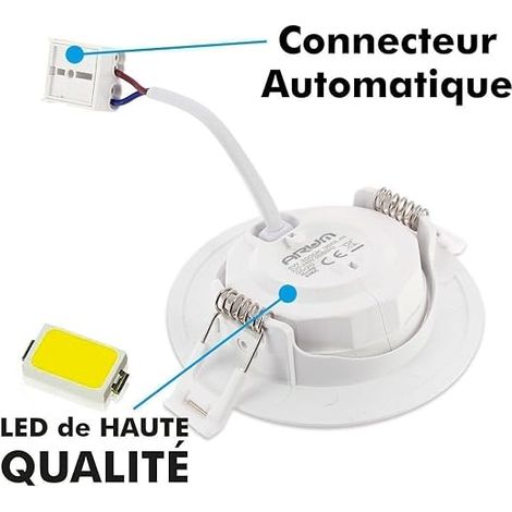 Spots LED Encastrables 7W 75W CCT 3000K 4000K 6500K Orientables Blanc Mat Trou Perçage 70mm Profondeur 25mm 220V (1/4)