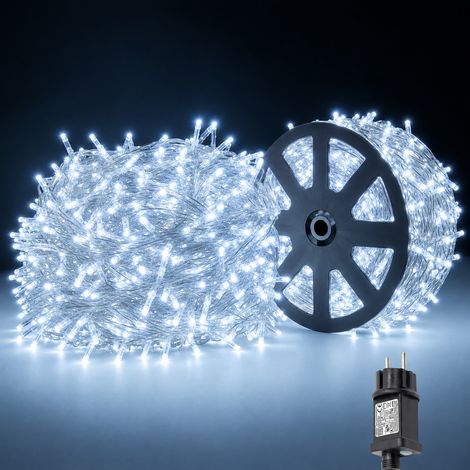 Catena Natalizia 4000 LED Luce Fredda 100 Metri Cavo Trasparente 8 Giochi di Luce per Interno Esterno (1/3)