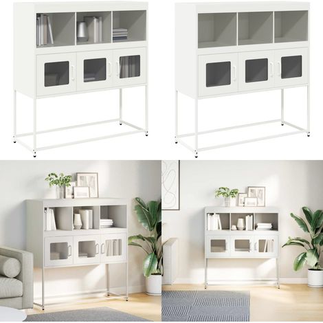 vidaXL Sideboard Weiß 100,5x39x107 cm Kaltgewalzter Stahl (1/5)