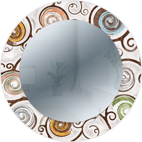 Lupia - Specchio da Parete Rotondo, MIRROR FANTASY TREE WHITE, Cornice Stampata in Legno, Design Moderno, Albero della Vita, Camera da Letto, Soggiorno, Ingresso, Diametro 65 cm (1/4)