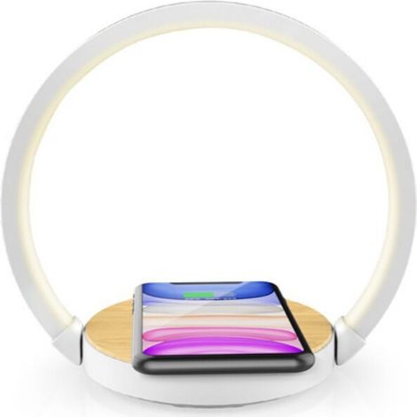 Lampe de Chevet Chargeur sans Fil Lampe de Nuit avec Chargeur Induction Veilleuse Tactile LED 3 Intensité Variable avec Lumière Douce, Angle d’éclairage de 180° Pour Chambre, Salle D'étude [Classe éne (1/5)