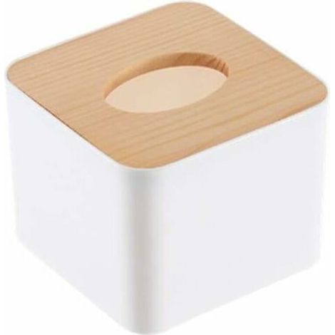 [JAMAIS UTILISÉ]Boîte à Mouchoirs, Couvercle En Bois Amovible En Plastique, Organisateur De Mouchoirs, Organisateur De Stockage De Support De Boîte à Mouchoirs Pour Bureau De Voiture à Domicile(square (1/3)