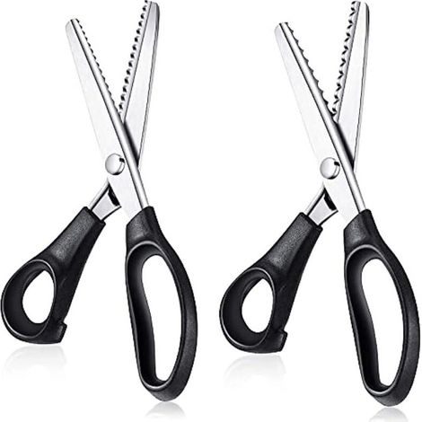 Bardusch-Lot de 2 ciseaux cranteurs : ciseaux festonnés 7 mm, ciseaux zigzag 5 mm, ciseaux à sertir professionnels de 9 pouces, outils de couture et de confection. (1/5)