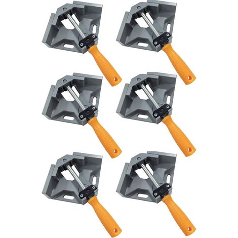 6 Pcs Serre Joint Angle 90 °, Etau D'angle Alliage d'Aluminium, Pince de Soudage d'angle avec Machoire Pivotante Réglable, pour Outils Menuisier, Soudage de Charpentier Gris (1/5)