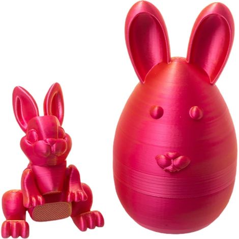 Œufs de lapin, œufs de Pâques, œufs de Pâques 3D, décorations de bureau (rouges) (1/5)
