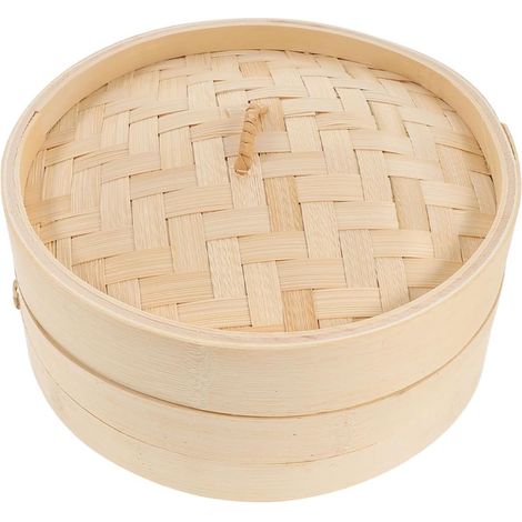Panier vapeur en bois de 21 cm avec couvercle pour raviolis, légumes et dim sum (1/5)