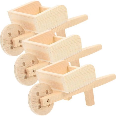 Mini brouettes décoratives en bois (lot de 3) (1/4)