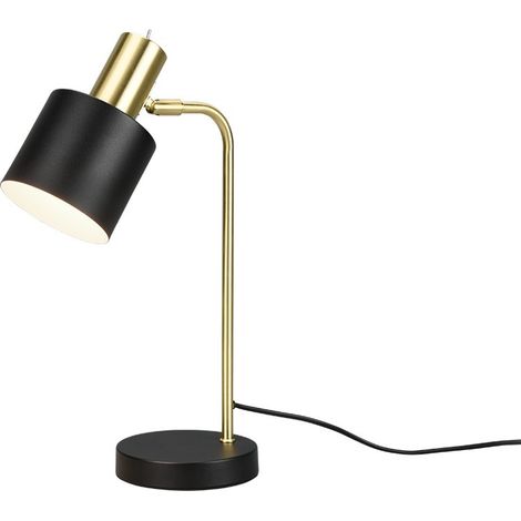 ADAM LAMPADA DA TAVOLO METALLO OTTONE SATINATO E NERO H. 43,5CM 1 LUCE ATTACCO E14 (1/4)