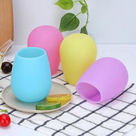 Lot de 4 Verres à vin,Silicone,Réutilisables,Incassables,Congelables,Pique-nique et fêtes (1/5)