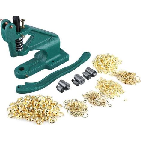 Professional Eyelet Pliers Machine, Manual Rack Eyelet Pliers with 3 Dies and 900pcs Eyelets 6mm/10mm/12mm for DIY Seamstresses Signs Manufacturers (1/4)