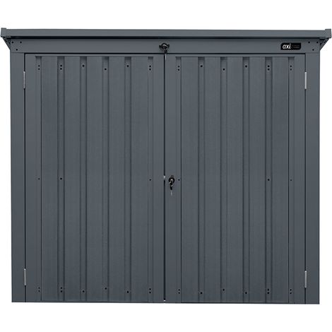 AXI Oscar Cache Poubelle Métallique Anthracite/Acier Galvanisé Résistant aux Intempéries - Abri Poubelle pour 2 conteneurs - Max. 240L- Abri Poubelle Extérieur avec Excellente Ventilation