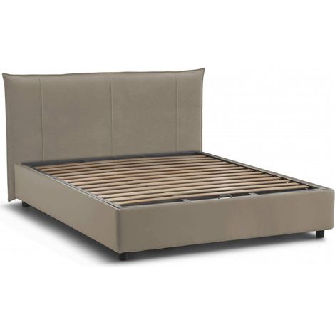 Talamo Italia Doppelbett Stella, Containerbett mit Stoffbespannung, 100% Made in Italy, Frontöffnung, passend für Matratze Cm 160x200, Turteltaube