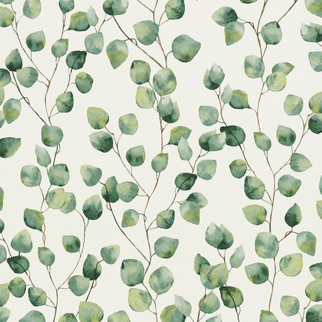 Papier peint intissé aquarelle fleuri pour chambre | Papier peint feuille blanc & vert pour salon | Tapisserie cuisine motif feuille verte - 10,05 x 0,53 m (1/5)