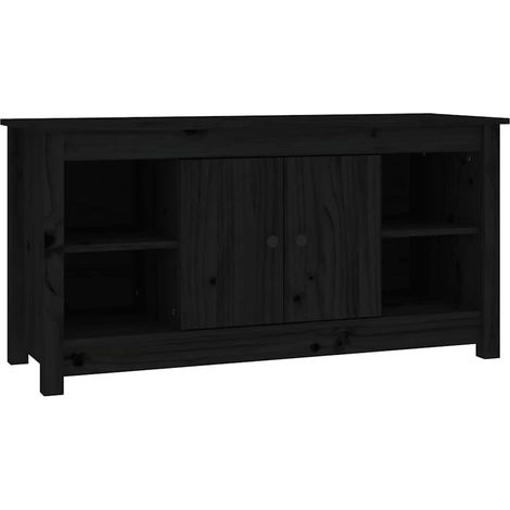 Meuble TV, Étagère TV, Meuble de Salon, Noir 103x36,5x52 cm Bois de pin massif OIB9293E (1/5)