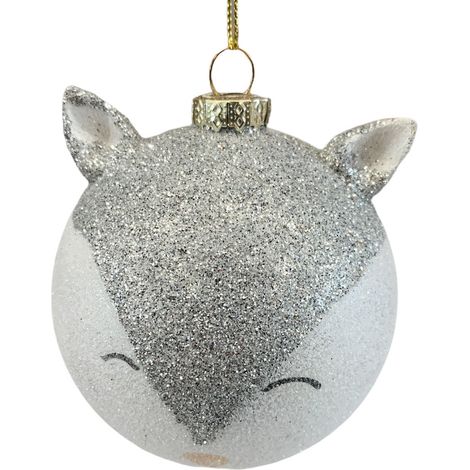5 Palline "Gatto" per albero di natale in vetro bianco e grigio da Ø 8 cm pendaglio decorato -Bianco