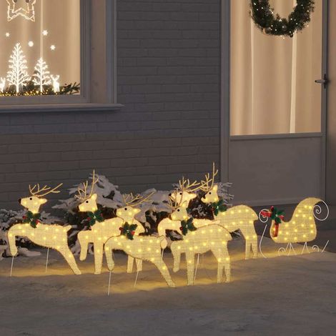 LED Rentiere 7 pcs Gold Stoff