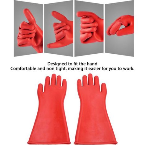 Gants d'électricien en caoutchouc Gants de travail de de la sécurité 5000V Gants de caoutchouc isolés auto gants (1/5)