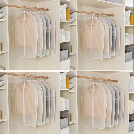Semi Transparents Housse Vetements à Suspendre avec Zip, Anti Poussière Etanche Mite Humidité，16 Housses de Vêtements, 60x120cm,
