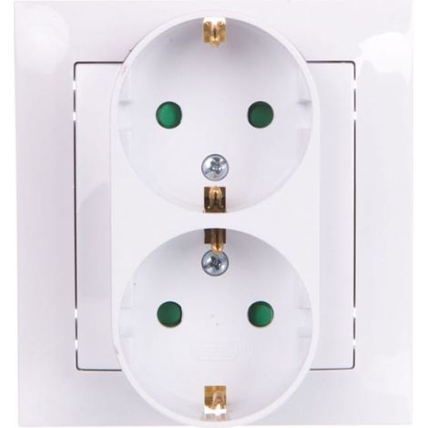 Prise double Impresja avec/sans cache Schuko, blanche GP-2YSP/00