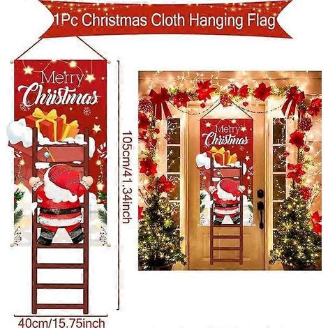 Décorations de Noël suspendues pour porche et porte, bannière, ornements pour la maison, cadeaux de Noël, décorations de Noël et du Nouvel An. (1/5)
