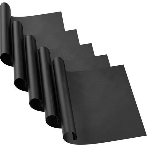 Lot de 5 tapis de cuisson antiadhésifs réutilisables pour barbecue - Tapis de cuisson durable pour four à charbon,gaz,électrique,résistant à la chaleur,facile à nettoyer,50 x 40 cm (1/5)