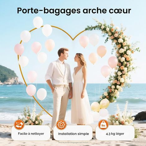 Arche de ballons en forme de cœur 2 x 2,1 m, acier au carbone, charge maximale de 5 à 10 kg, cadre en métal pour décoration de mariage et de fête (1/5)