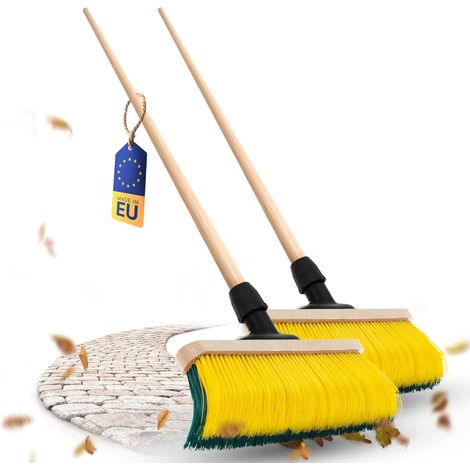 Balai à griffes Novaliv 2X Premium avec manche 50 cm, balai spécial à poils courbés - idéal comme balai de jardin, balai grattoir, balai pour gazon
