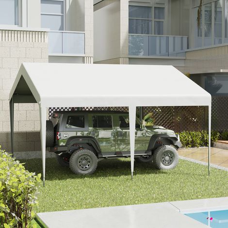 Abri de Voiture 4x4m avec Toit Anti-UV, Pluie et Vent pour Cérémonies et Réceptions - Blanc (1/5)
